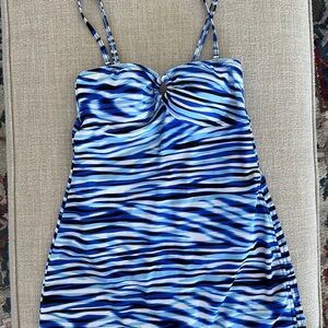 Craft & Barrow OnePiece‎ SwimDress SZ 12.LtBlue/Navy/Purple stripe neww/out tags